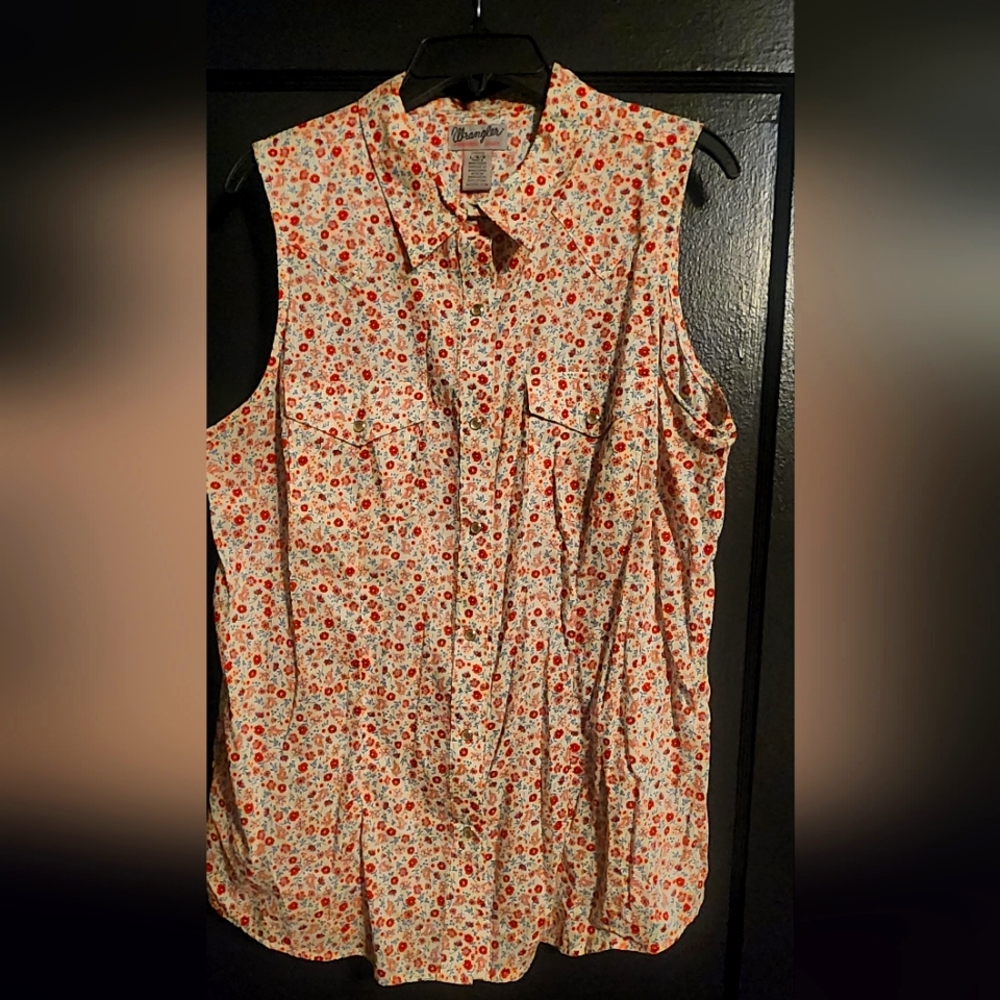 Floral Sleeveless Top - Red and White